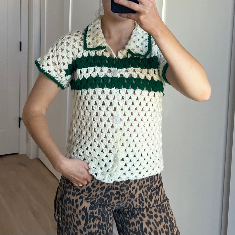 Handmade Granny Stitch Button Up